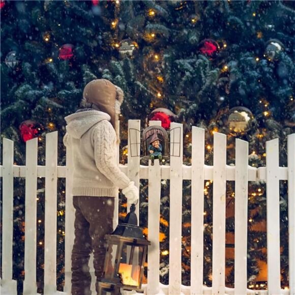 Garden Gnome Statue,Elf Out The Door Tree Hugger -5.9Inch,Funny Garden TreeDecor - Picture 5 of 8